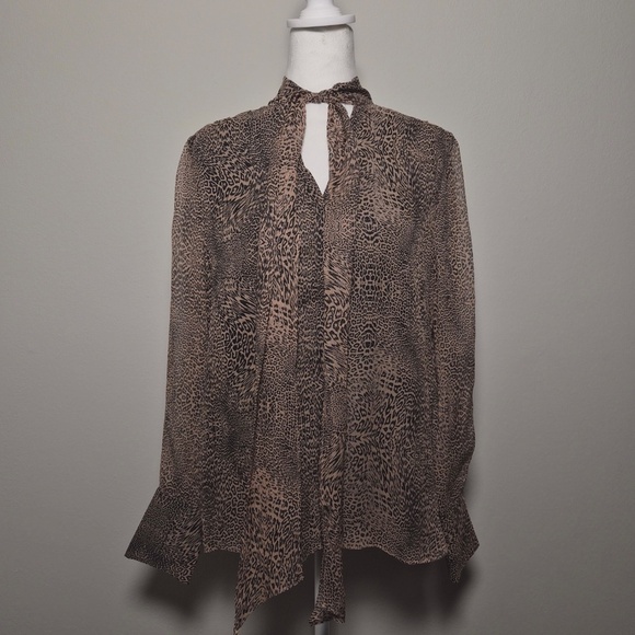 Ramy Brook Luxury Designer 100% Silk Leopard Neck Tie Scarf Top S MSRP $425 - Picture 2 of 13